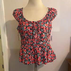 NWT Old Navy Floral Blouse - Pink and Blue